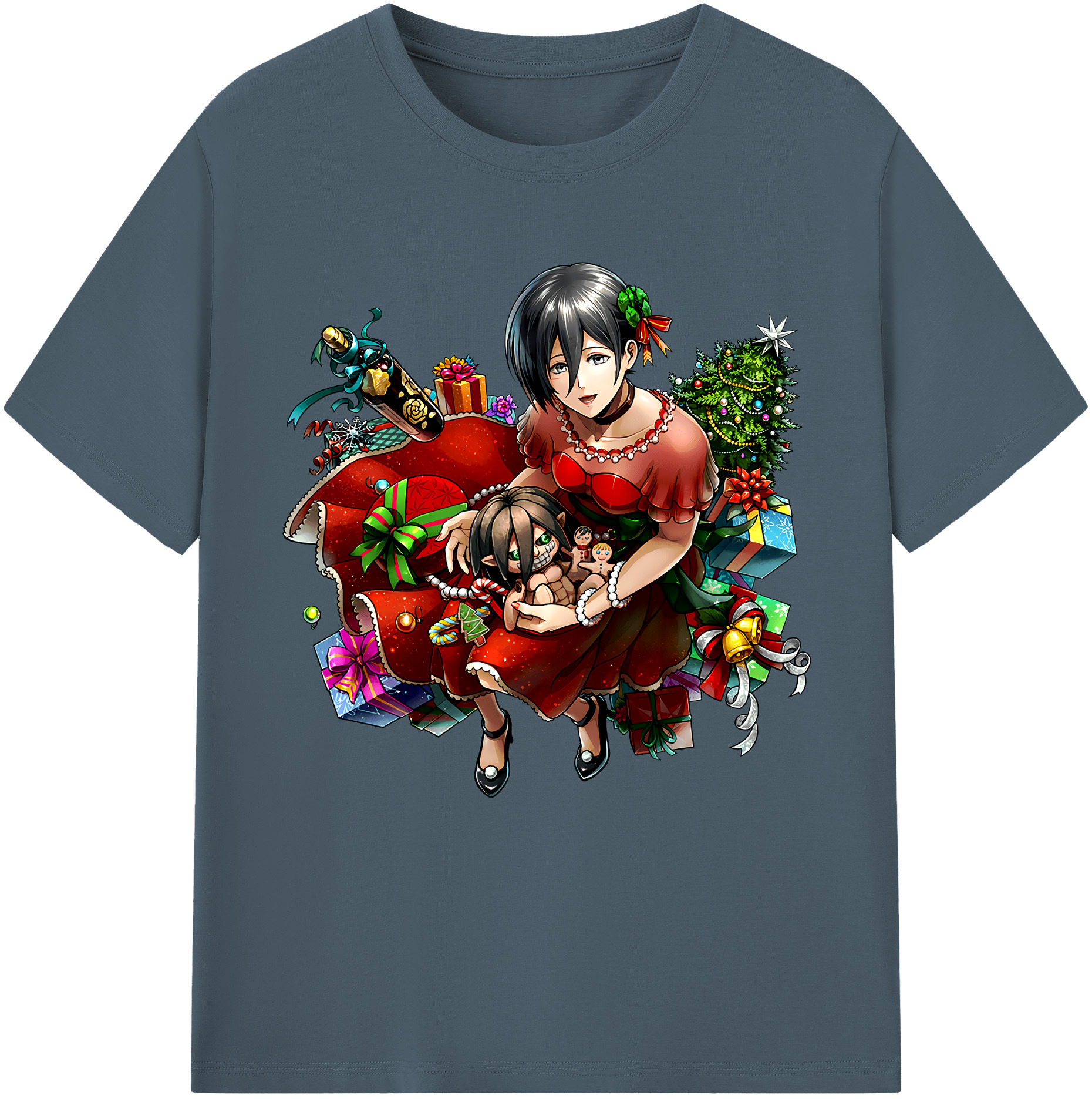 （画像用） 進撃の巨人 ミカサ·アッカーマン Attack on Titan Mikasa Ackerman 綿100％半袖Tシャツ（フロントプリント）